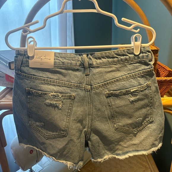 Blue Jean Shorts with Distressed Cut-Off Style - Picture 4 of 4